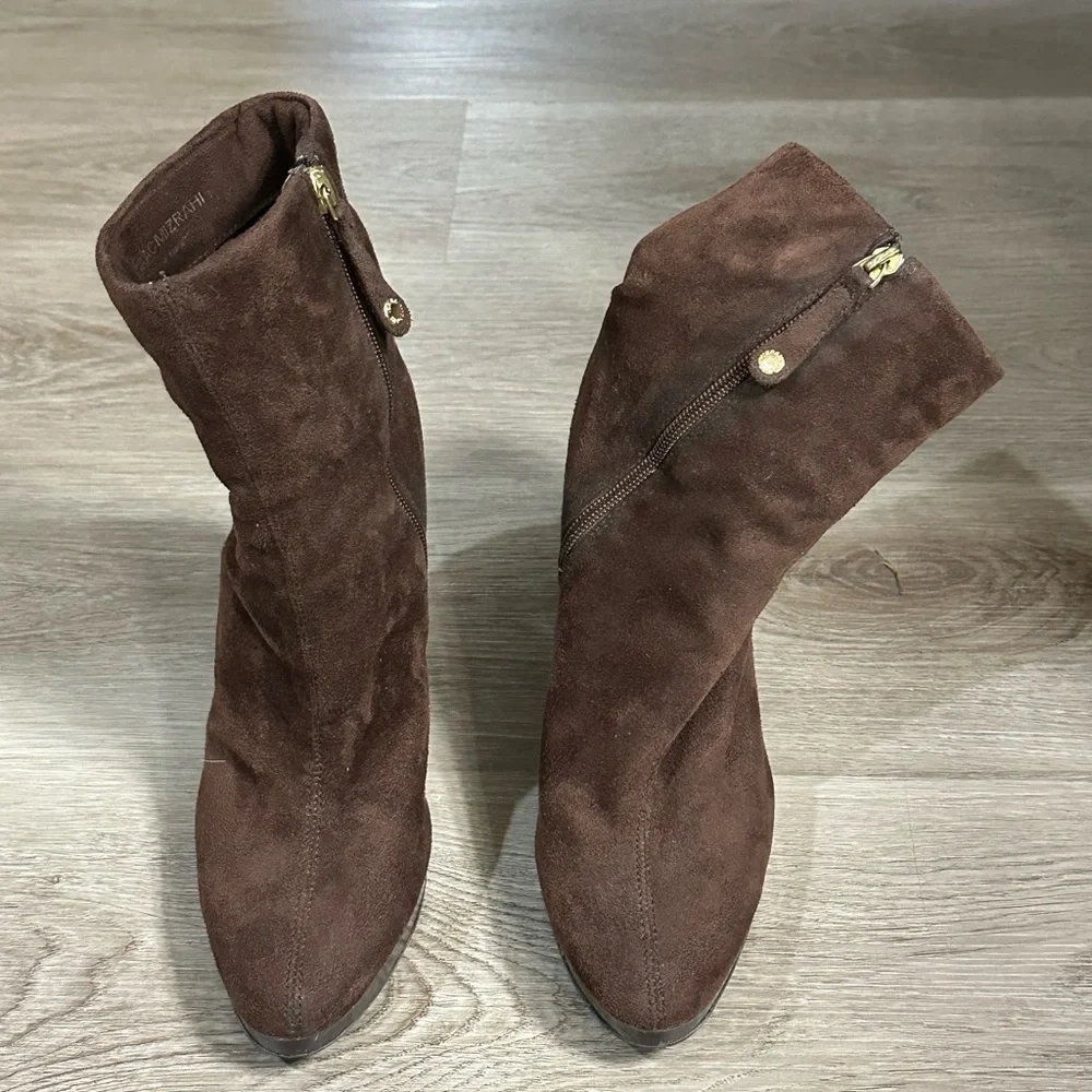 Isaac Mizrahi Chocolate Brown Suede Ankle Boots Womens Size 7 Preowned target - Picture 3 of 12